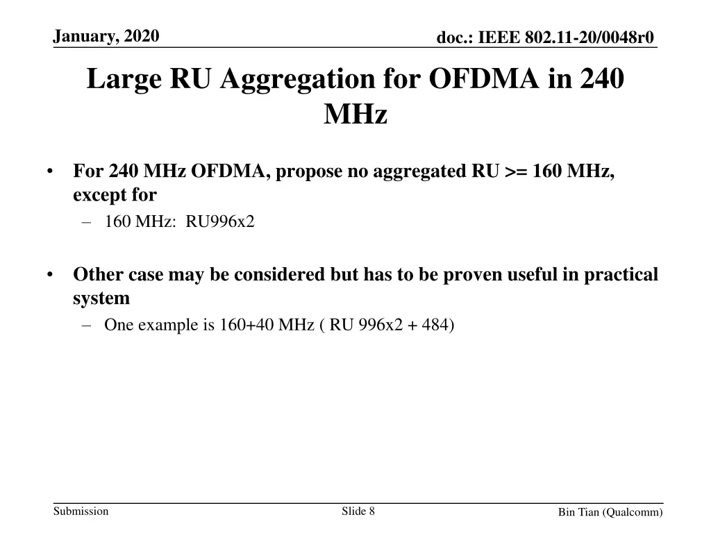 january 2020 large ru aggregation for ofdma 1