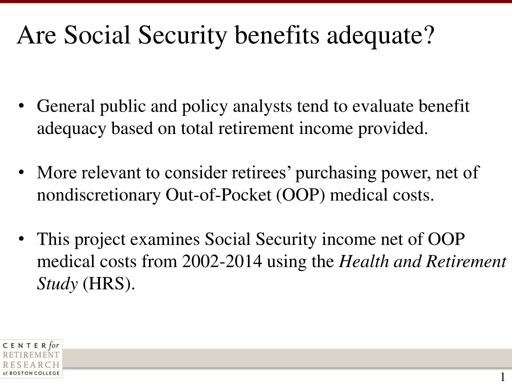 are social security benefits adequate