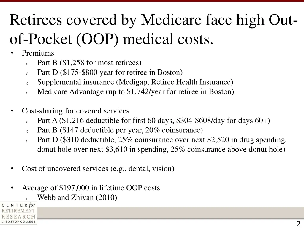 retirees covered by medicare face high