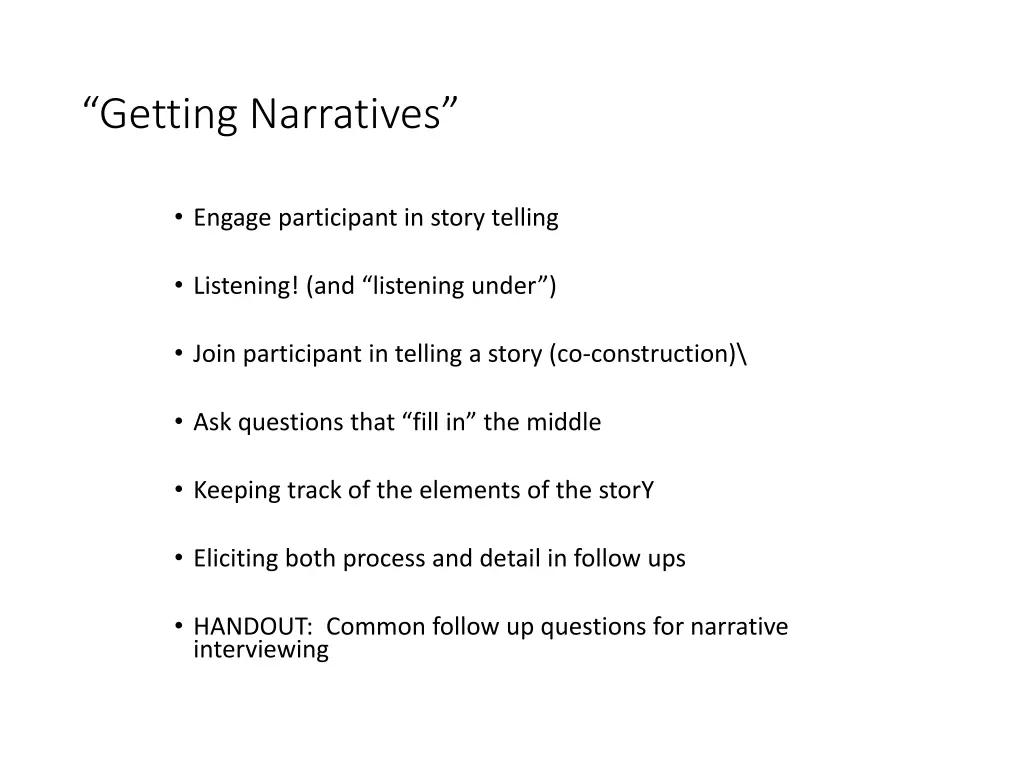 getting narratives