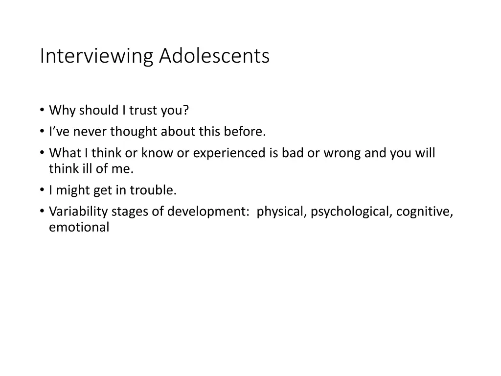 interviewing adolescents