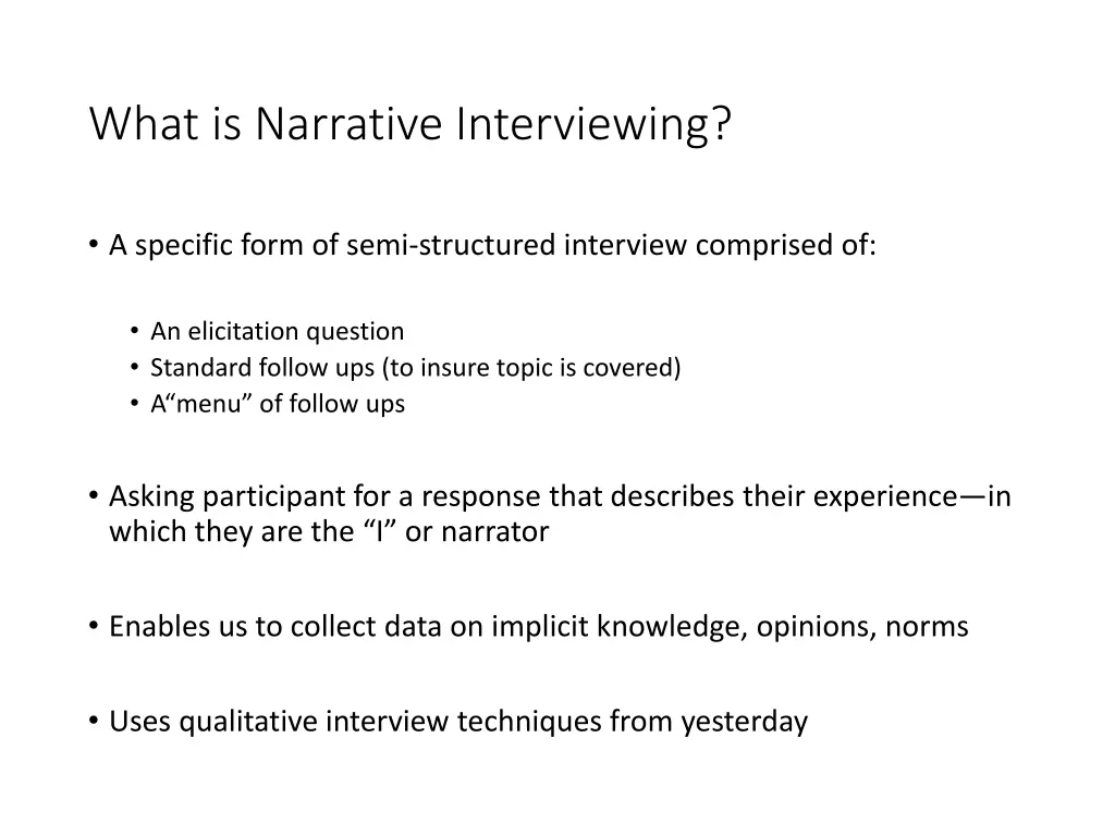 what is narrative interviewing
