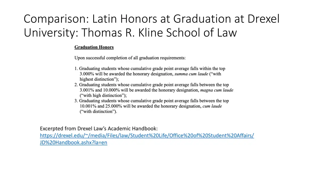 comparison latin honors at graduation at drexel