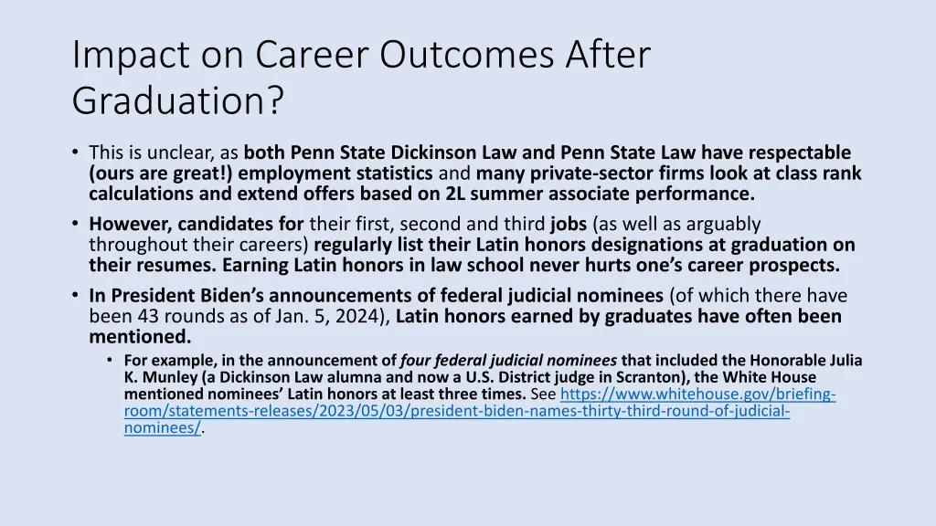 impact on career outcomes after graduation