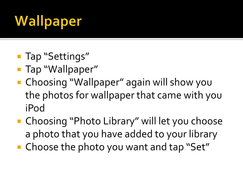 tap settings tap wallpaper choosing wallpaper