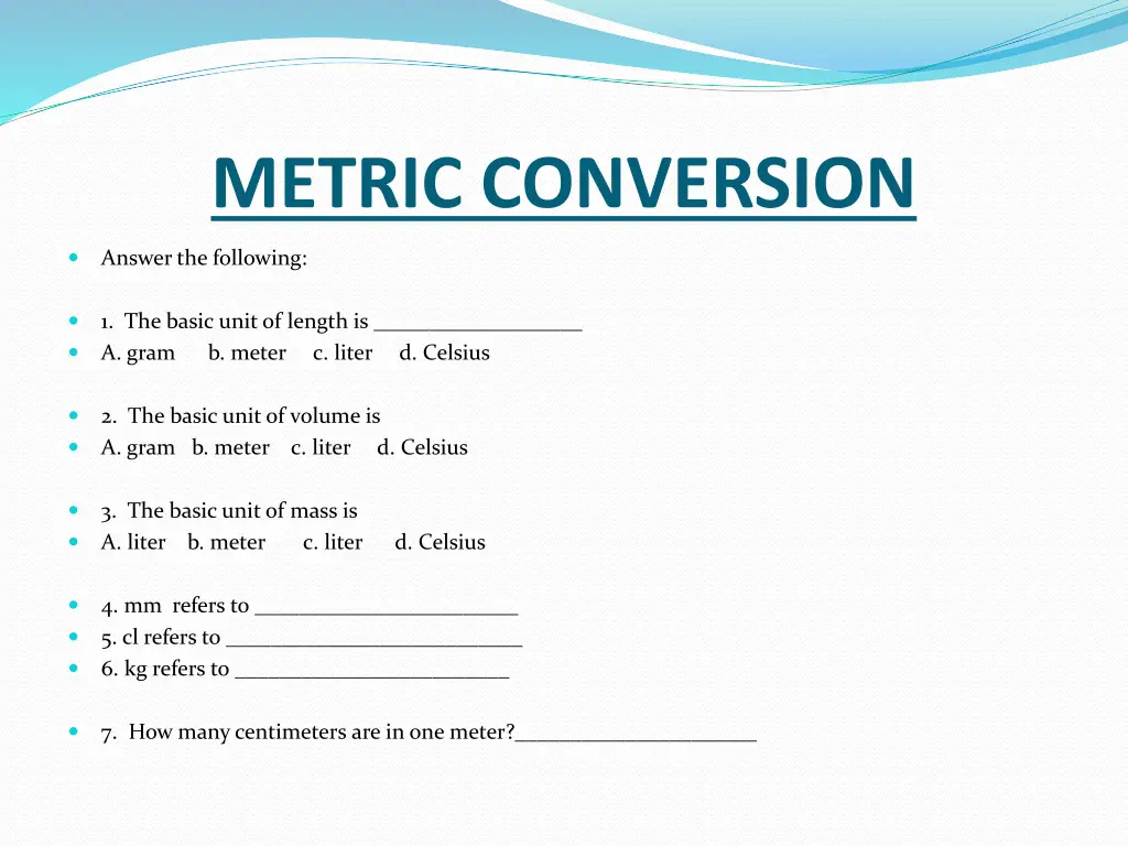 metric conversion