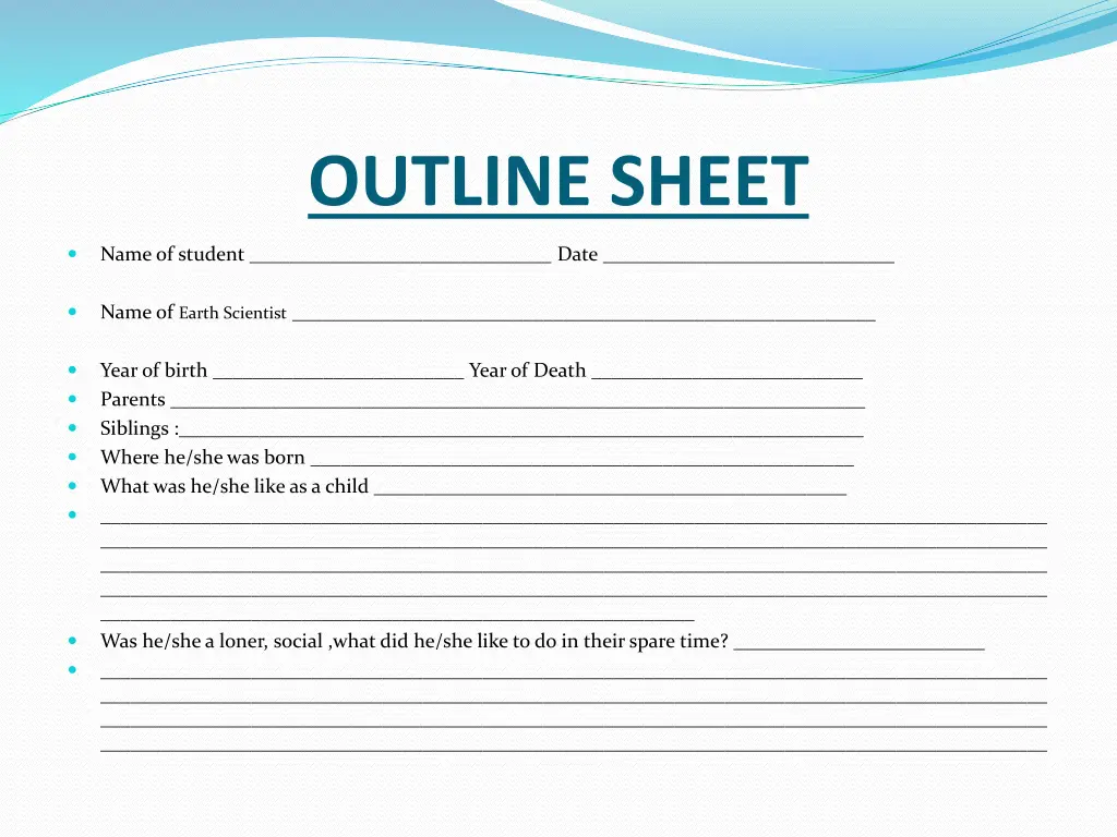 outline sheet