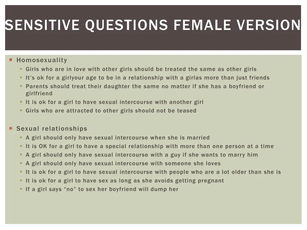 sensitive questions female version