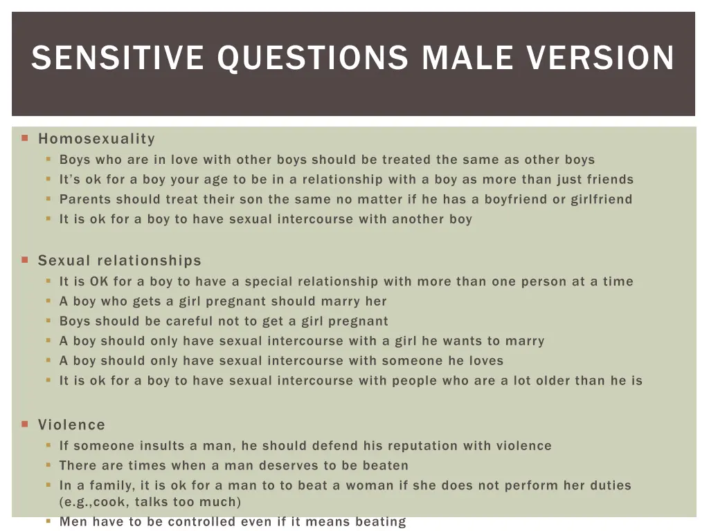 sensitive questions male version