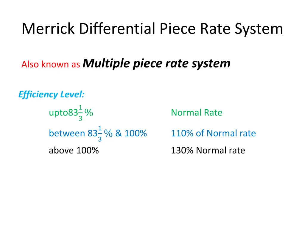 merrick differential piece rate system