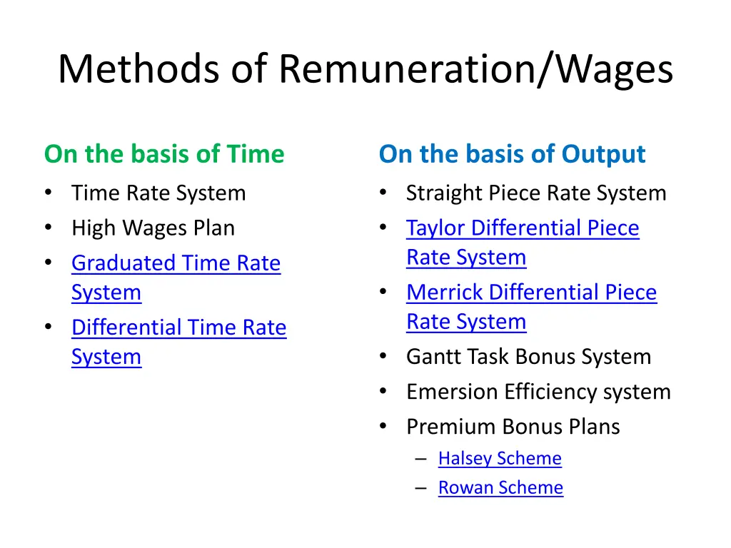 methods of remuneration wages