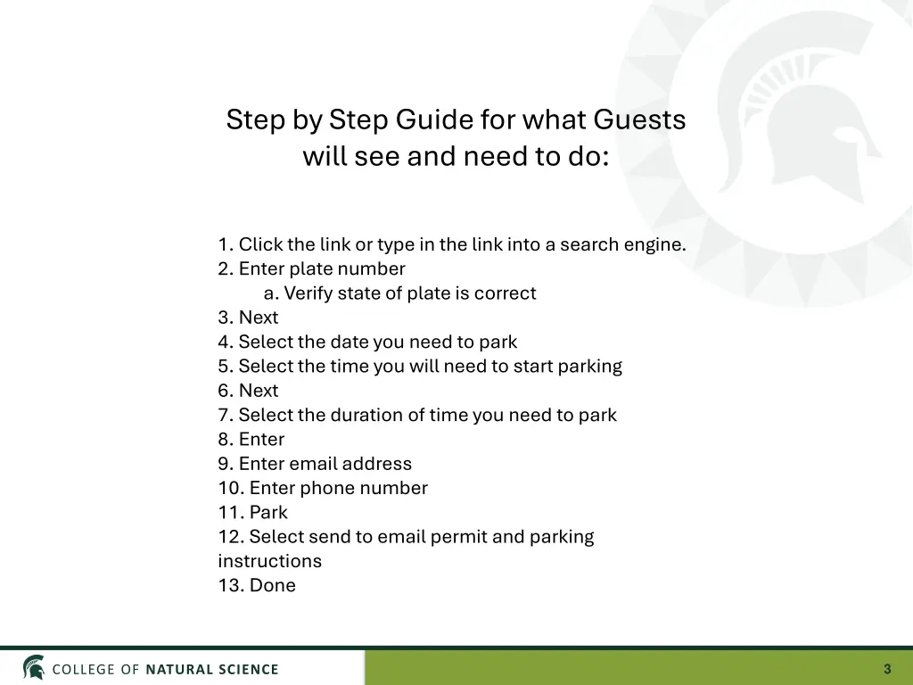 step by step guide for what guests will