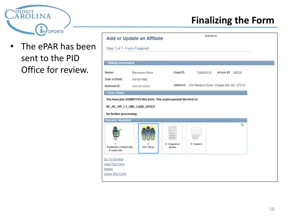 finalizing the form