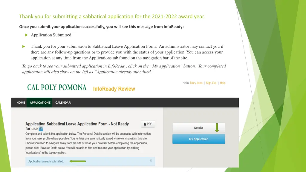 thank you for submitting a sabbatical application