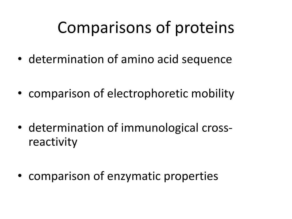 comparisons of proteins