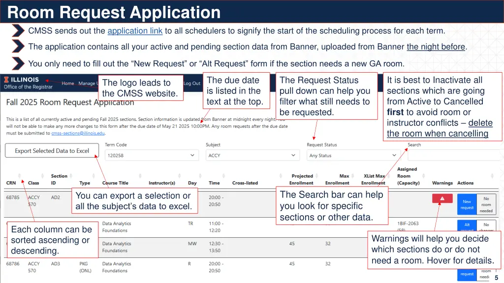 room request application cmss sends