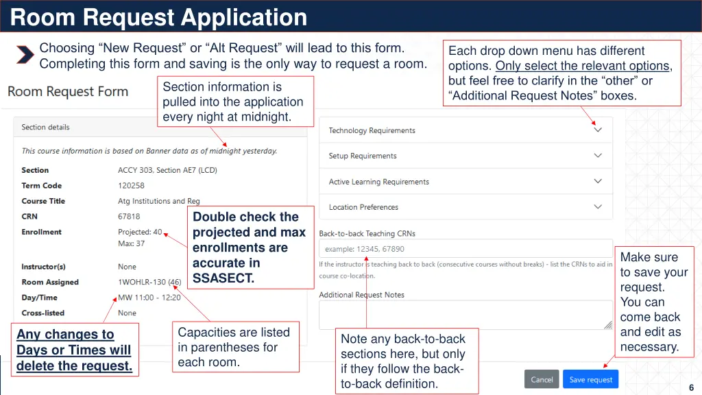 room request application