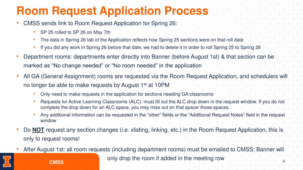 room request application process cmss sends link