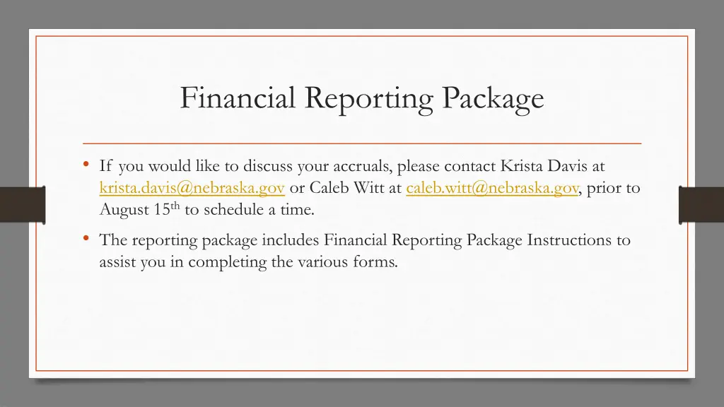financial reporting package 1