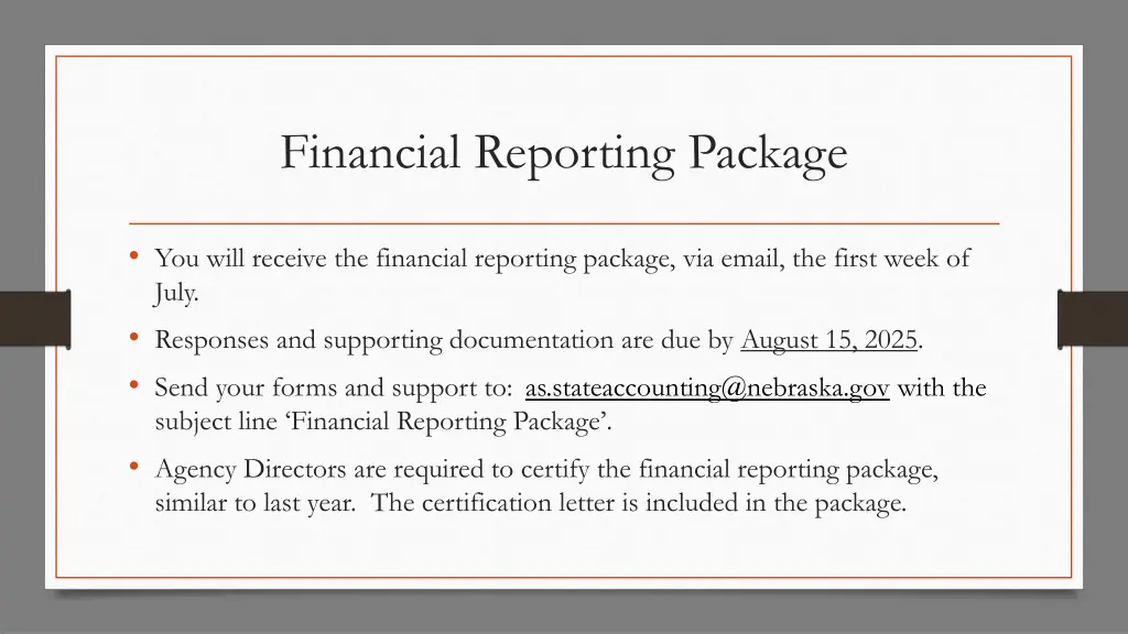 financial reporting package