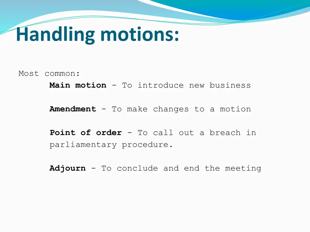 handling motions