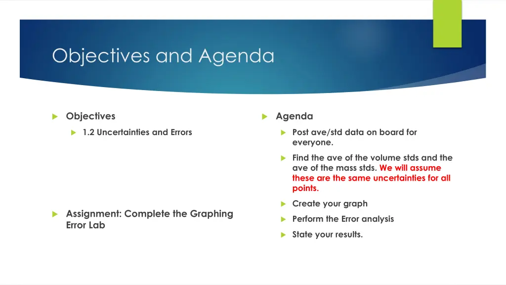 objectives and agenda