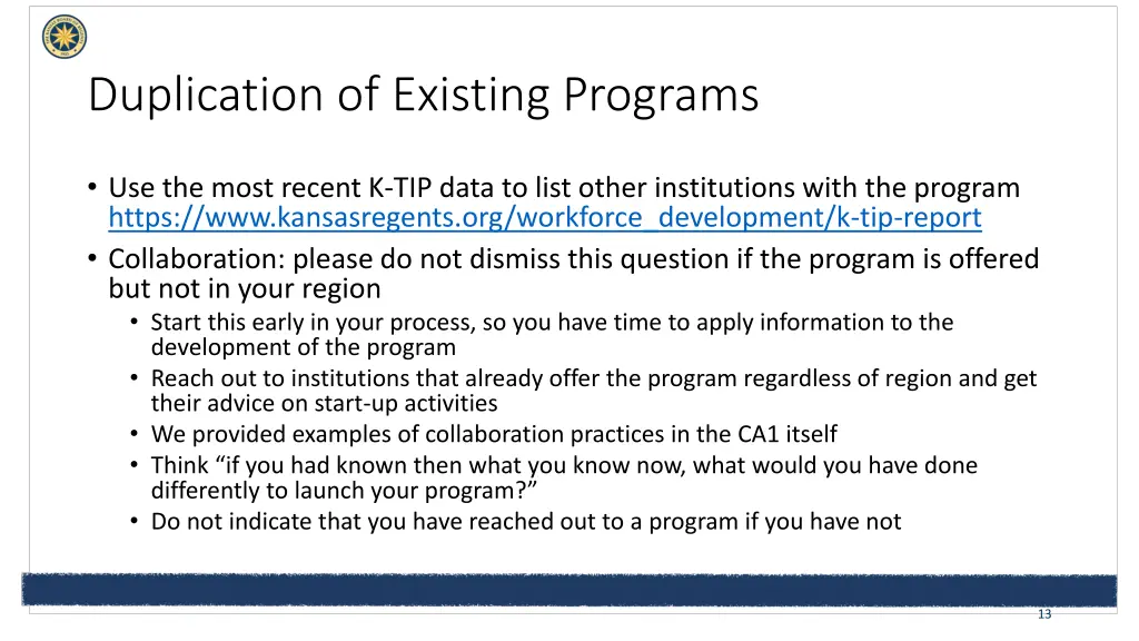 duplication of existing programs