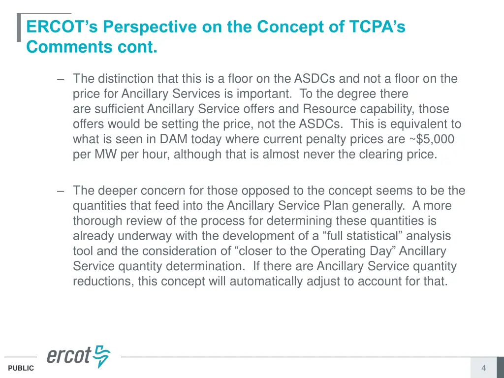 ercot s perspective on the concept of tcpa 1
