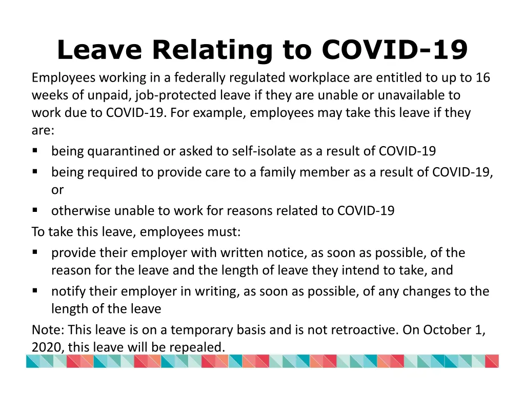 leave relating to covid 19 employees working