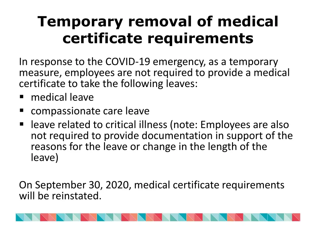 temporary removal of medical certificate