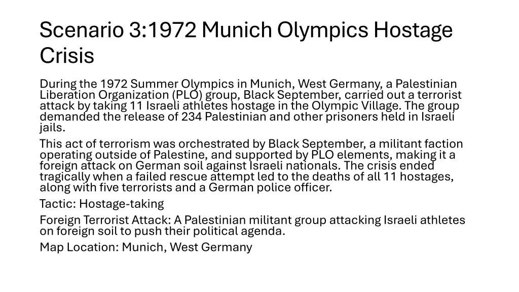 scenario 3 1972 munich olympics hostage crisis