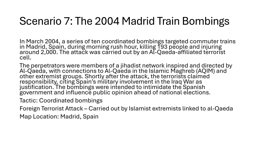 scenario 7 the 2004 madrid train bombings