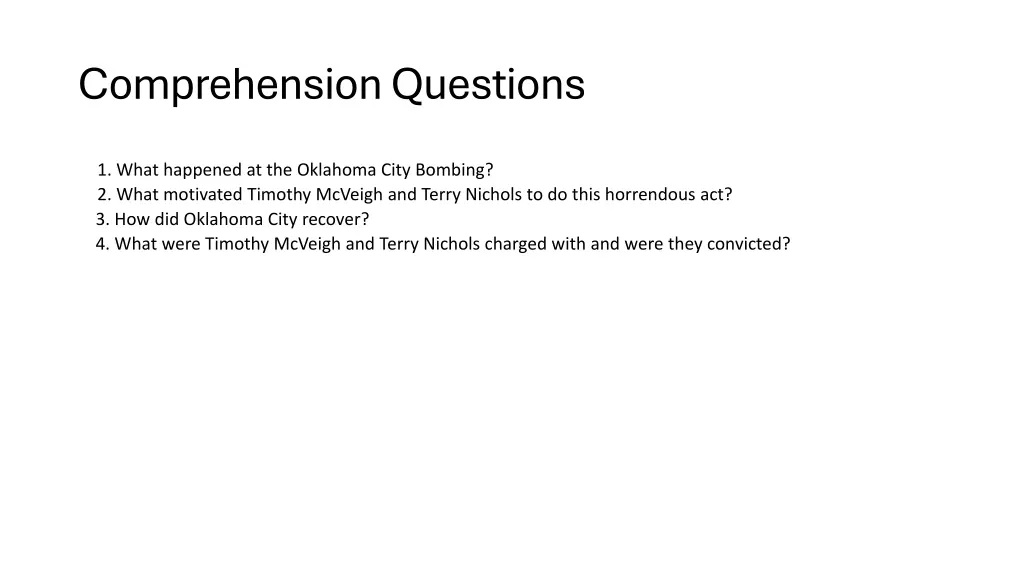 comprehension questions