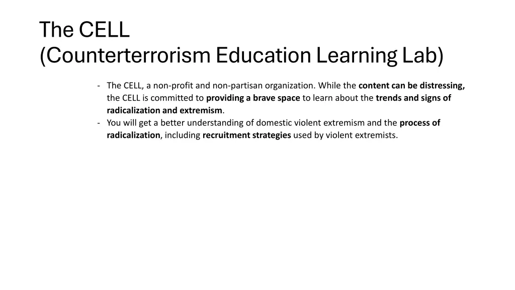 the cell counterterrorism education learning lab