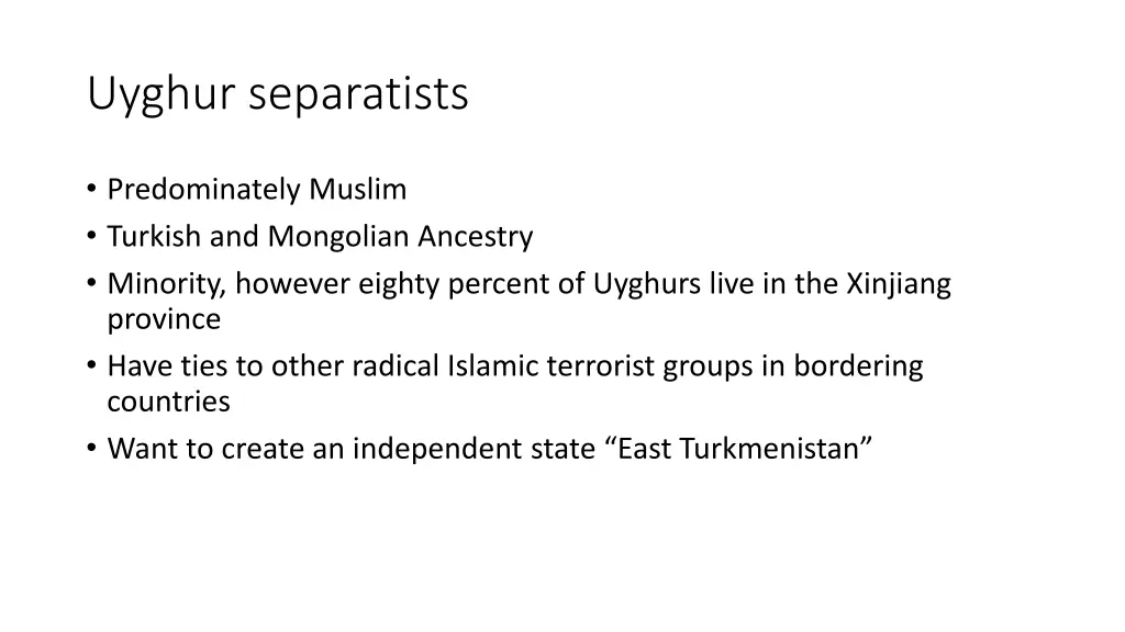 uyghur separatists