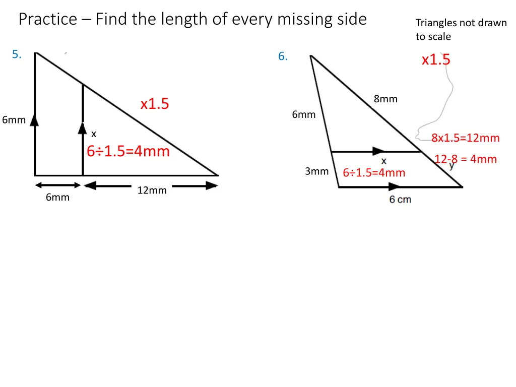 practice find the length of every missing side 1