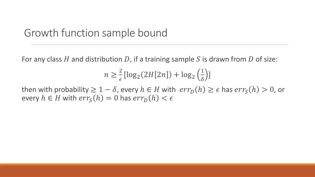 growth function sample bound 1