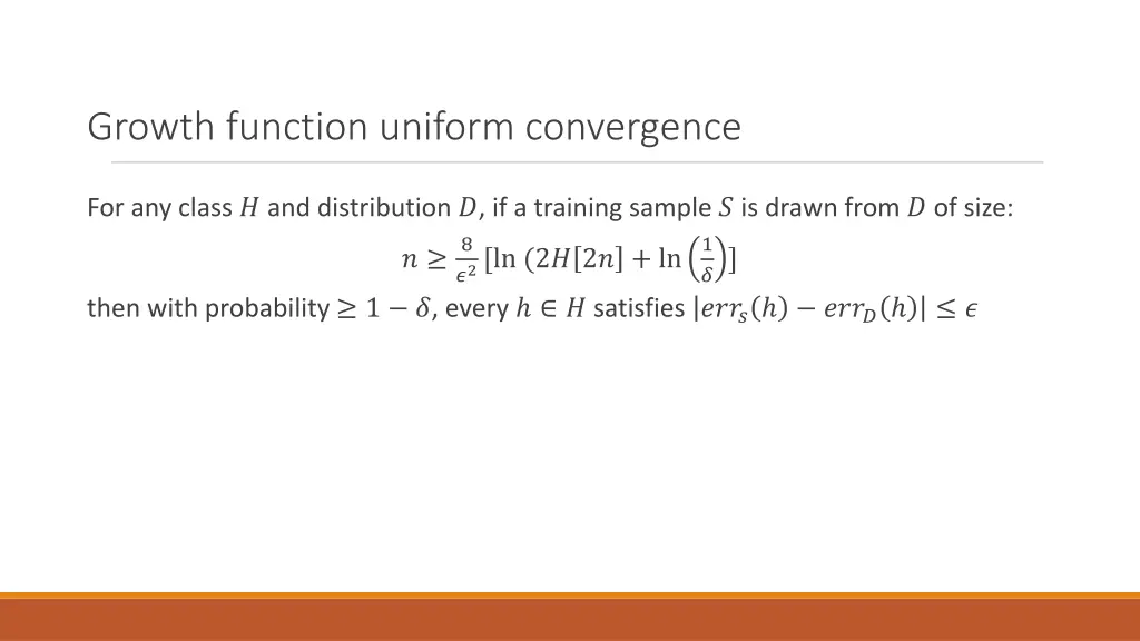 growth function uniform convergence