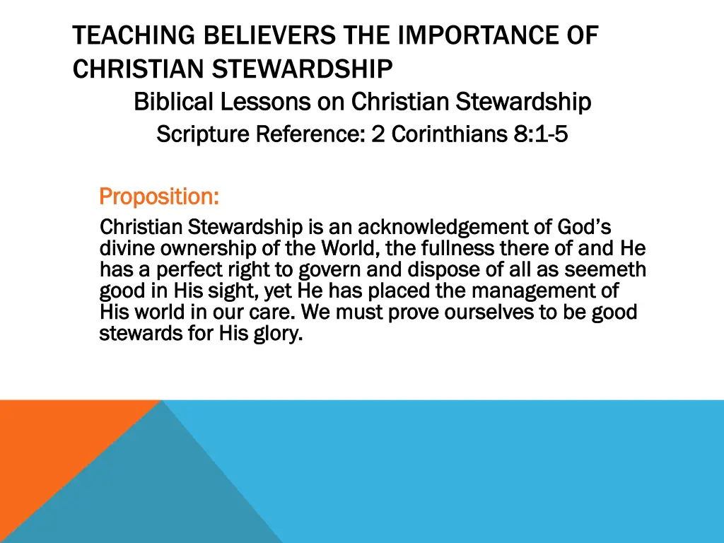teaching believers the importance of christian