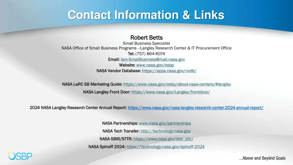 contact information links