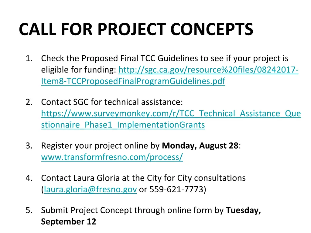 call for project concepts