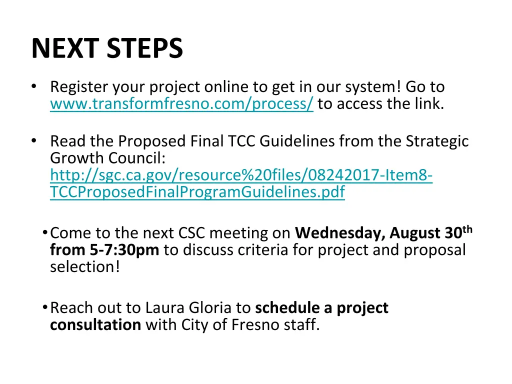 next steps