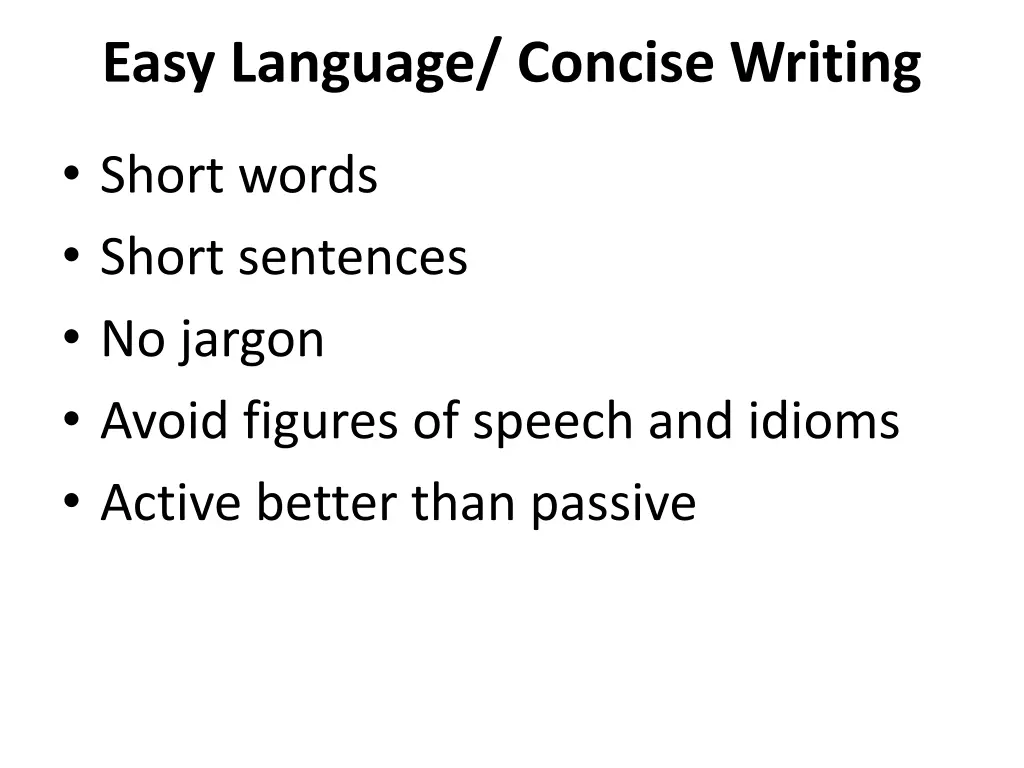 easy language concise writing