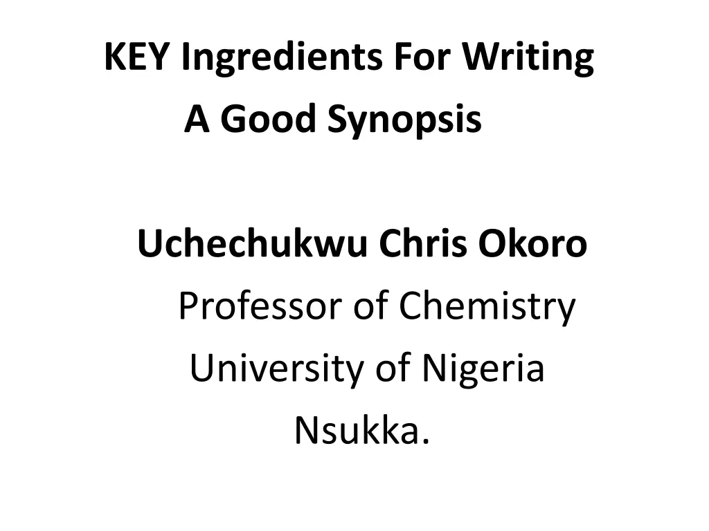 key ingredients for writing a good synopsis
