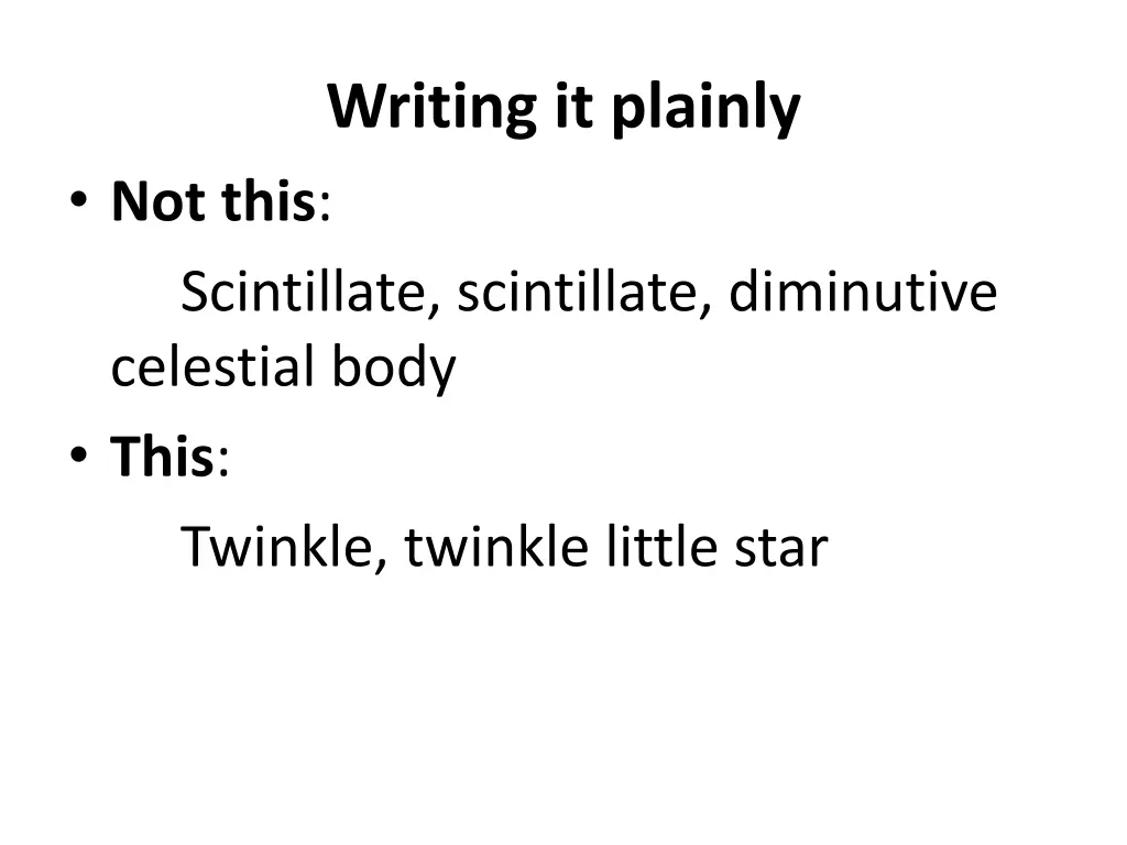 writing it plainly