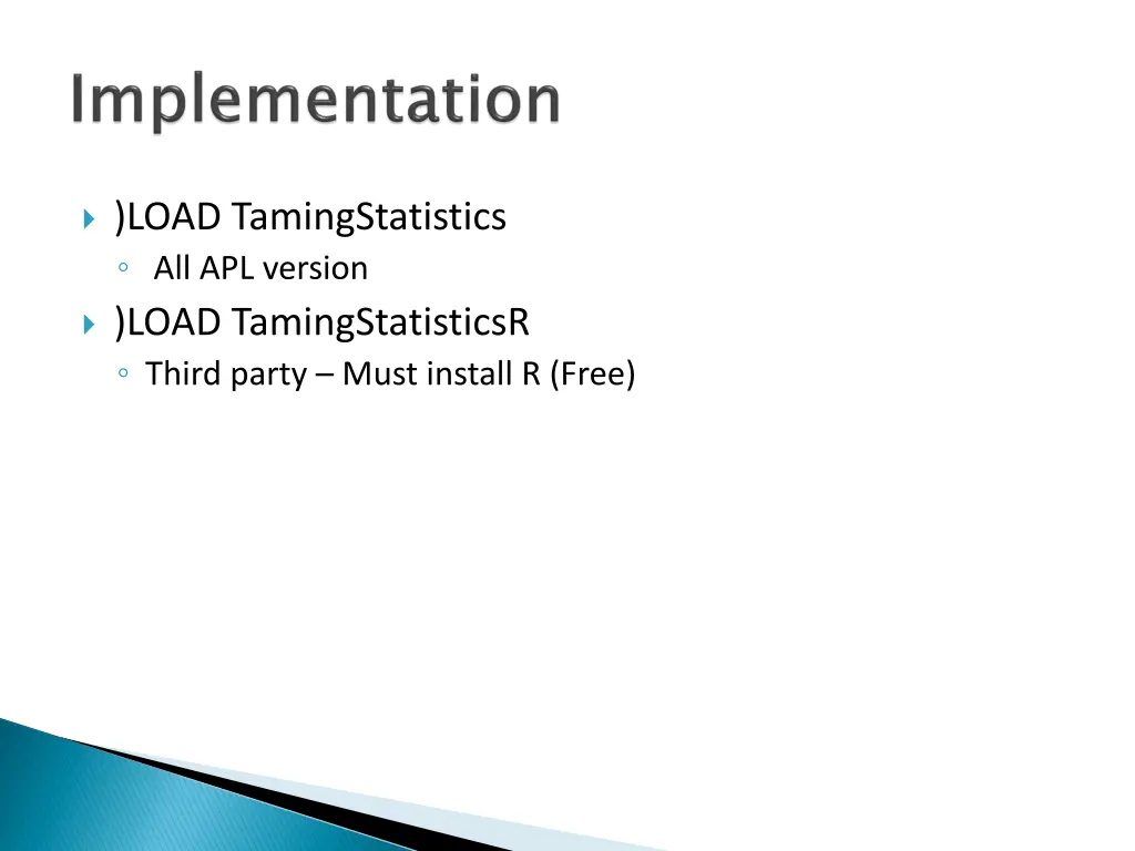 load tamingstatistics all apl version