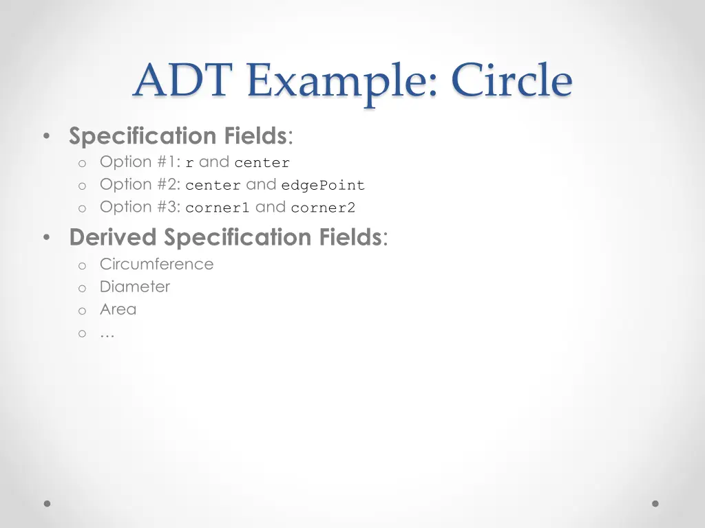 adt example circle specification fields o option