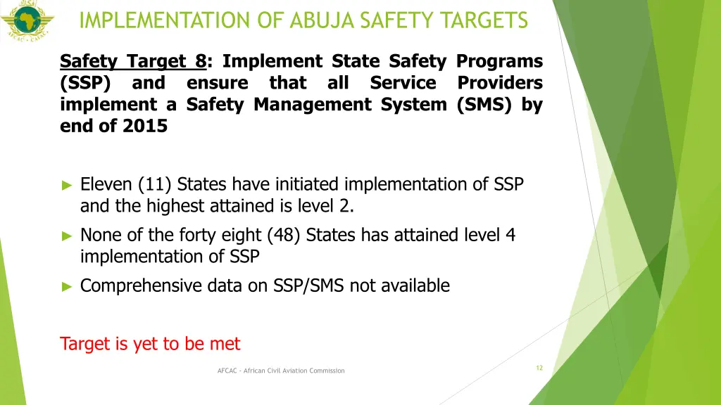 implementation of abuja safety targets 6