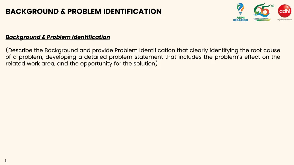 background problem identification