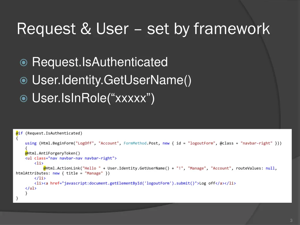 request user set by framework